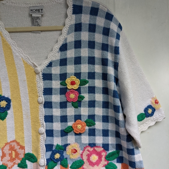 VINTAGE crochet floral grandma knit cardigan - Picture 7 of 9